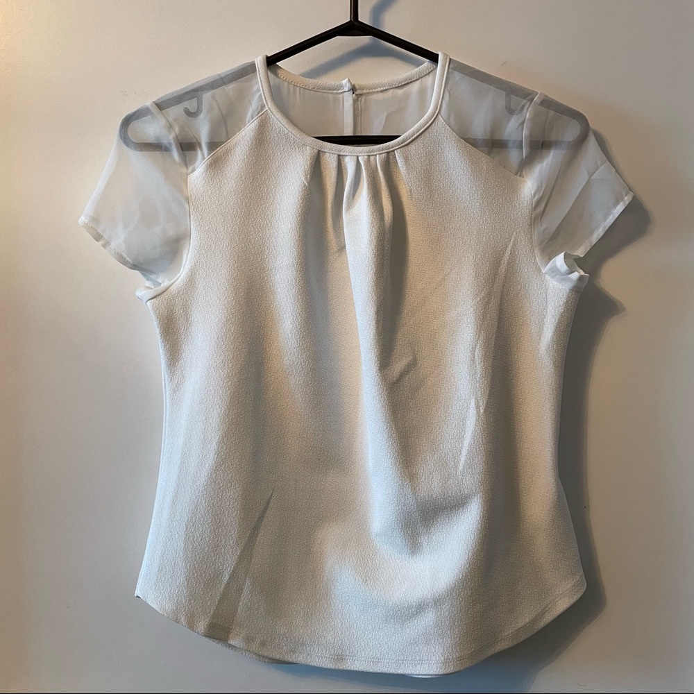 H&M White Sheer Shoulders Top